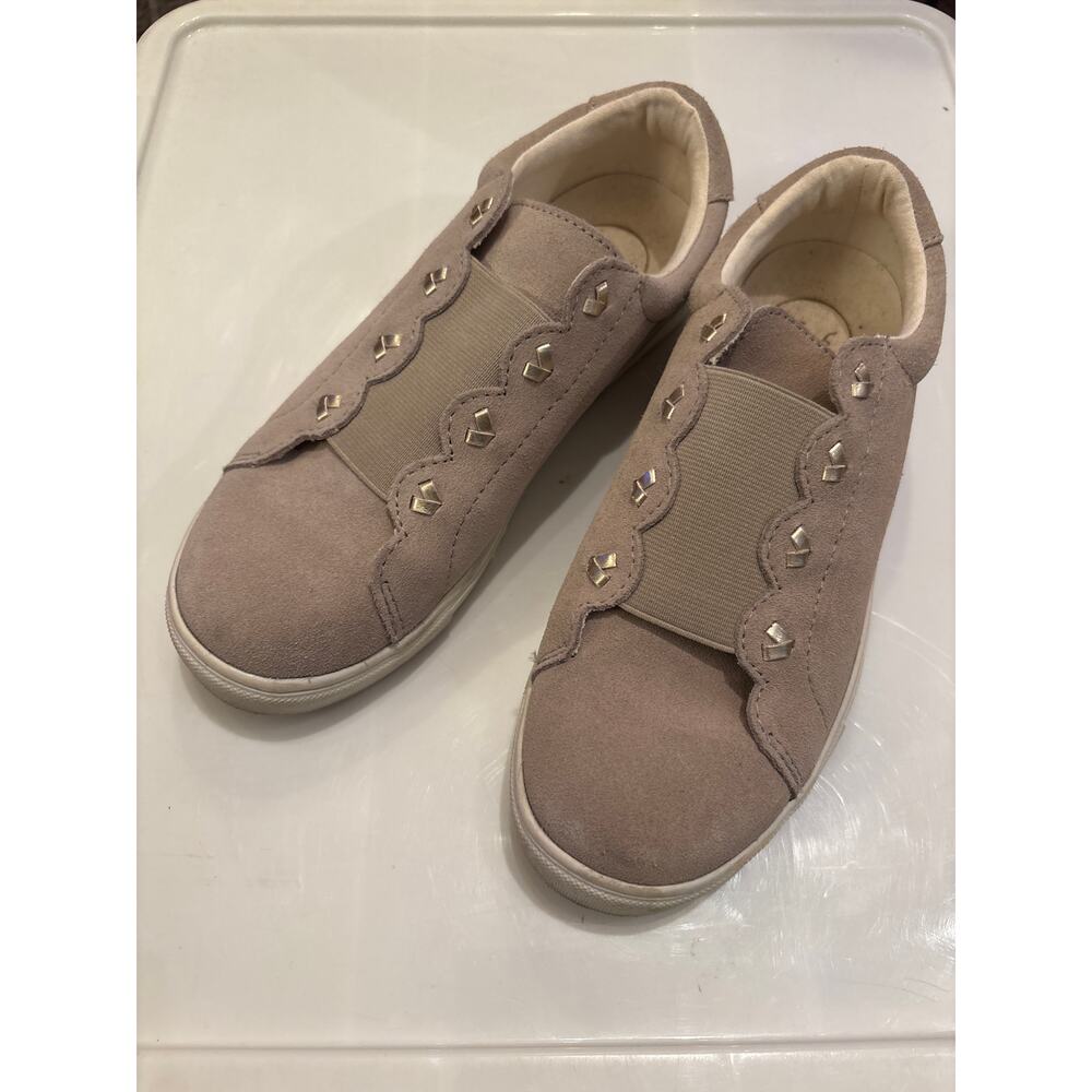 JACK ROGERS Rye Slip On Sneakers Dove Grey Suede Silver Metallic Accents 6.5